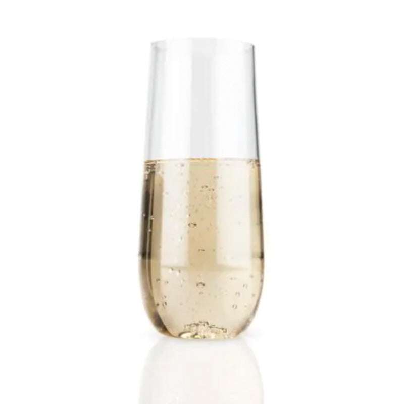 Copa Flauta sin Tallo de Plástico Cantina con champagne en fondo blanco
