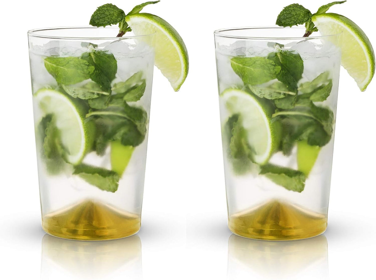 Vasos Highball con Base Angular Dorada