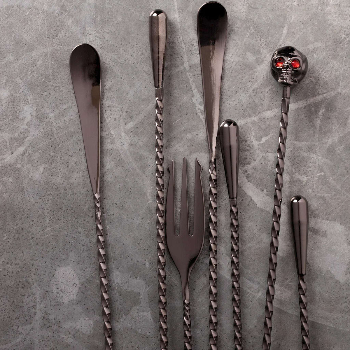 Barspoon Skull 33 cm., Gunmetal Cantina Tuls